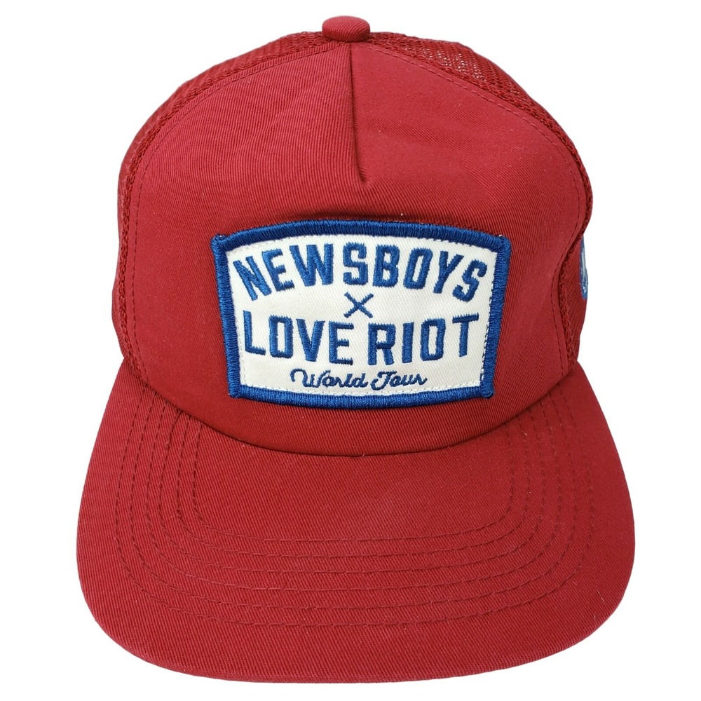 Newsboys Love Riot World Tour Trucker Hat OS Red Mesh Snapback Band Merch Cap